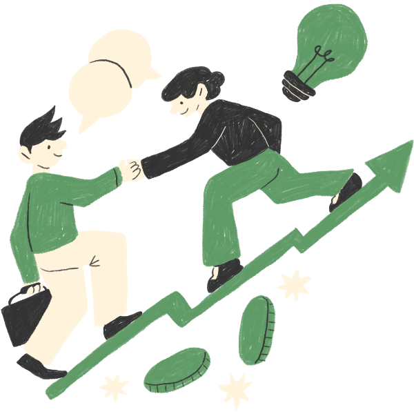 People climbing a growth arrow